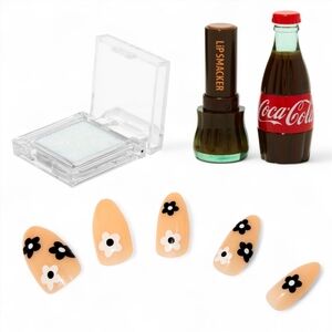 Claire's Coca-Cola Lip Smacker Balm, Faux Nails Set & Iridescent Eyeshadow
